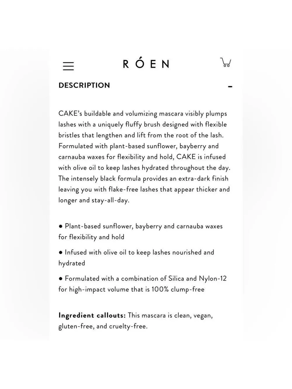 Cake Mascara in Black Noir by Roen